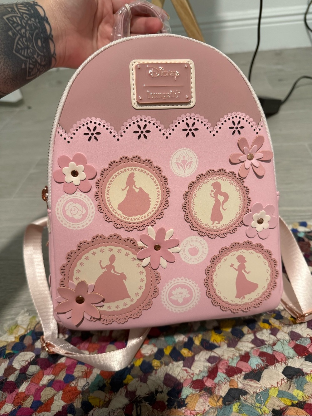 Loungefly Pink Disney Princess Floral Mini Backpack